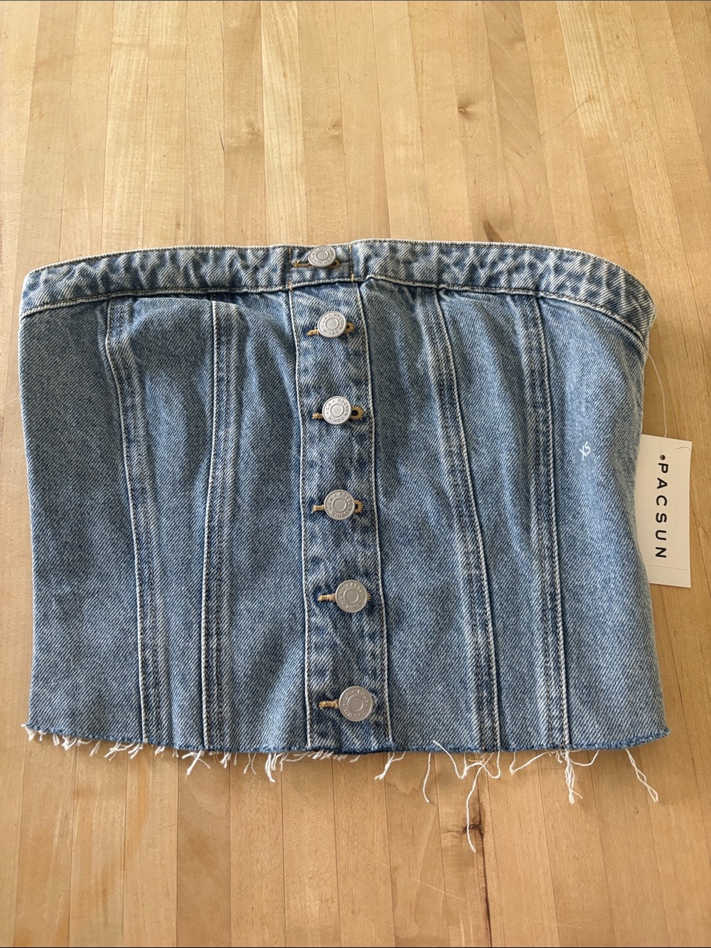 Pacsun Women's Size XS Denim Ribbed Tube Top With Buttons